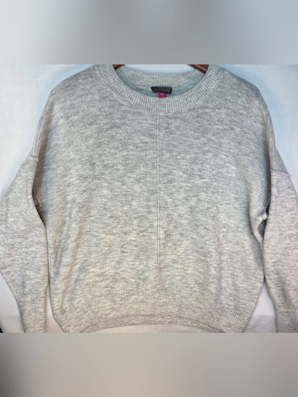 Vince Camuto Heather Gray Center Seam Oversized Crewneck Sweater Sz Medium Cozy
